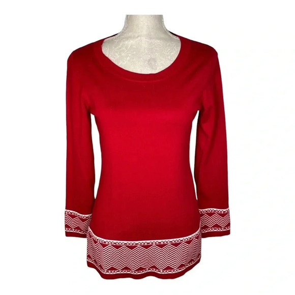 Kim Rogers Women's Red Long Sleeve Sweater With Matching Scarf - Picture 3 of 5